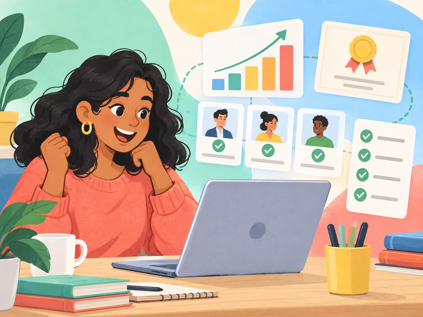 Candidate reviewing interview practice progress